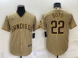 MLB San Diego Padres #22 Soto Brown Strip Game Nike Jersey