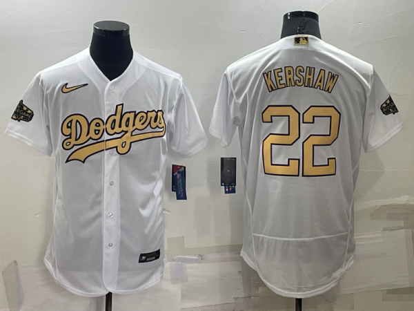 MLB Los Angeles Dodgers #22 Kershaw 2022 All-Star White Flex Base Elite Jersey