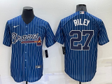 MLB Atlanta Braves #27 Austin Riley Blue Throwback Jersey