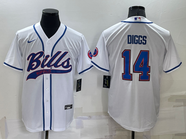 Men's Buffalo Bills #14 Stefon Diggs White Baseball Nike Jersey