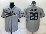 Men's Las Vegas Raiders #28 Josh Jacobs Grey Baseball Jersey