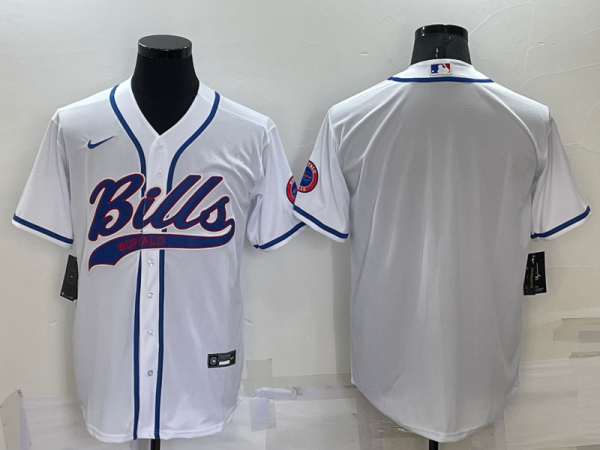 Men's Buffalo Bills Blank White Baseball Nike Jersey