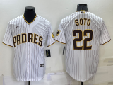MLB San Diego Padres #22 Soto White Strip Game Nike Jersey