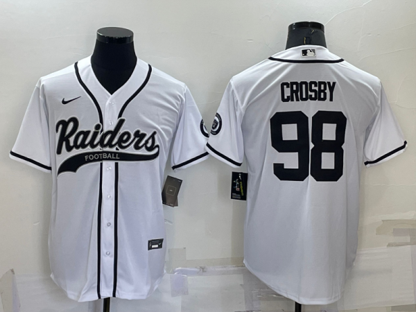 Men's Las Vegas Raiders #98 Maxx Crosby White Baseball Jersey