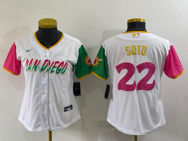 Women MLB San Diego Padres #22 Soto White 2022 City Connect Jersey