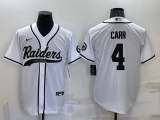 Men's Las Vegas Raiders #4 Derek Carr White Baseball Jersey