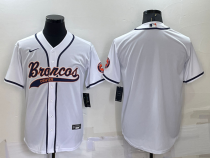 Men's Denver Broncos Blank White Baseball Nike Jersey