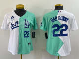 Women MLB Los Angeles Dodgers #22 Bad Bunny White/Green 2022 All-Star Jersey