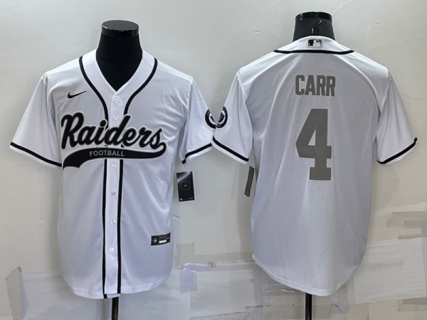 Men's Las Vegas Raiders #4 Derek Carr White Baseball Jersey