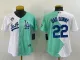 Women MLB Los Angeles Dodgers #22 Bad Bunny White/Green 2022 All-Star Jersey