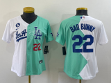 Women MLB Los Angeles Dodgers #22 Bad Bunny White/Green 2022 All-Star Jersey