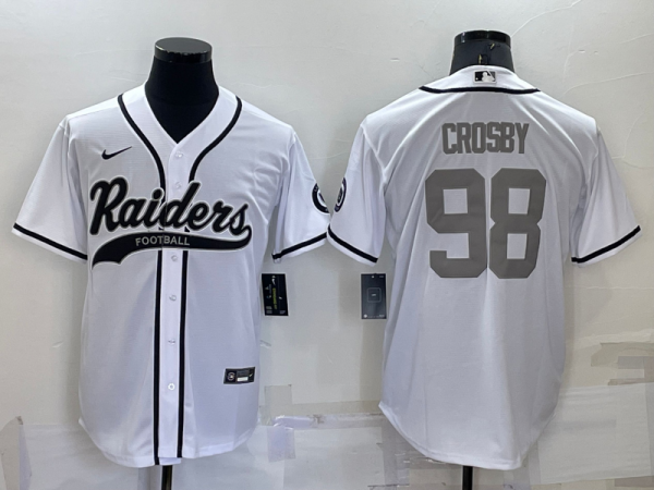 Men's Las Vegas Raiders #98 Maxx Crosby White Baseball Jersey