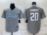 Men's Detroit Lions #20 B.Sanders Grey Baseball Jersey