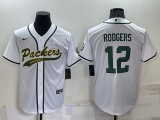 Men's Green Bay Packers #12 Aaron Rodgers White Baseball Nike Jersey