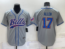 Men's Buffalo Bills #17 Josh Allen Grey Baseball Nike Jersey