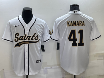 Men's New Orleans Saints #41 Alvin Kamara White Baseball Nike Jersey