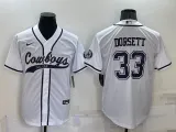 Men's Dallas Cowboys #33 Dorsett White Baseball Nike Jersey