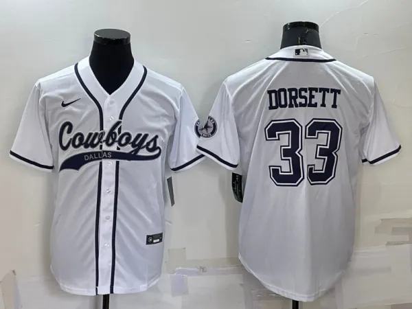 Men's Dallas Cowboys #33 Dorsett White Baseball Nike Jersey