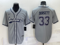 Men's Dallas Cowboys #33 Dorsett Grey Baseball Nike Jersey
