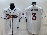 Men's Denver Broncos #3 Russell Wilson White Baseball Nike Jersey
