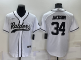 Men's Las Vegas Raiders #34 Bo Jackson White Baseball Jersey