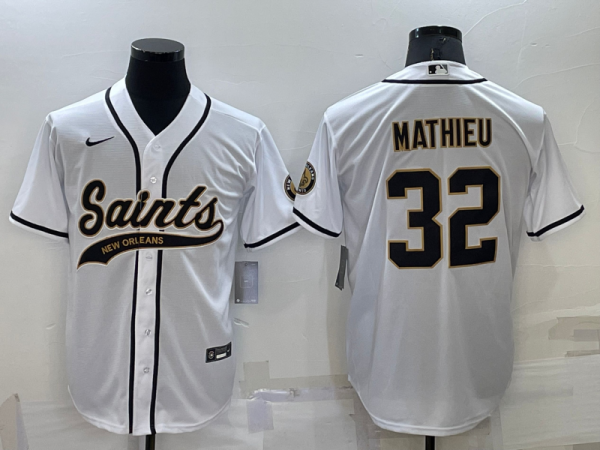 Men's New Orleans Saints #32 Tyrann Mathieu White Baseball Nike Jersey