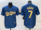 MLB Los Angeles Dodgers #7 Julio Urias Navy Gold Jersey