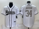 Men's Las Vegas Raiders #34 Bo Jackson White Baseball Jersey