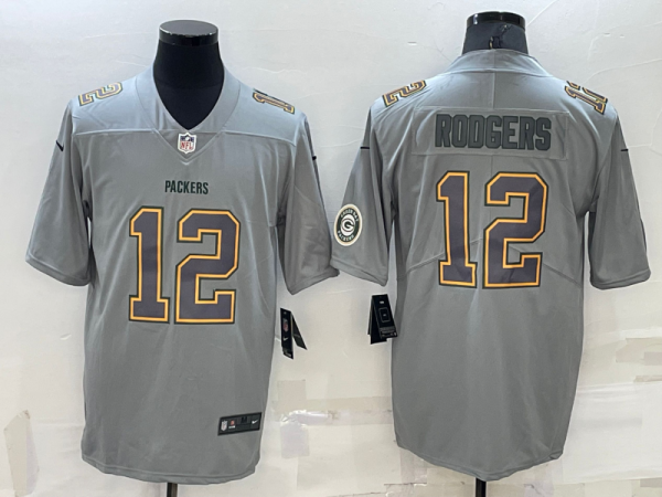 Men's Green Bay Packers #12 Aaron Rodgers Grey Atmosphere Fashion Limited Jersey