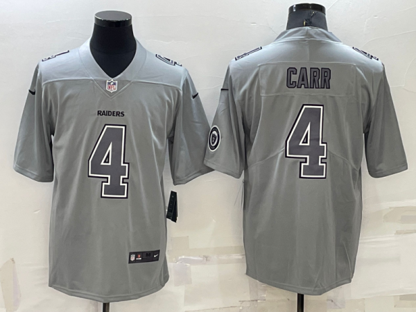 Men's Las Vegas Raiders #4 Derek Carr Grey Atmosphere Fashion Limited Jersey