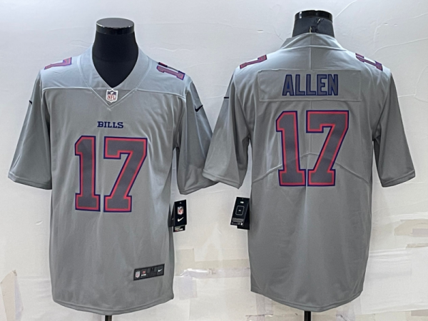 Men's Buffalo Bills #17 Josh Allen Grey Atmosphere Fashion Limited Jersey