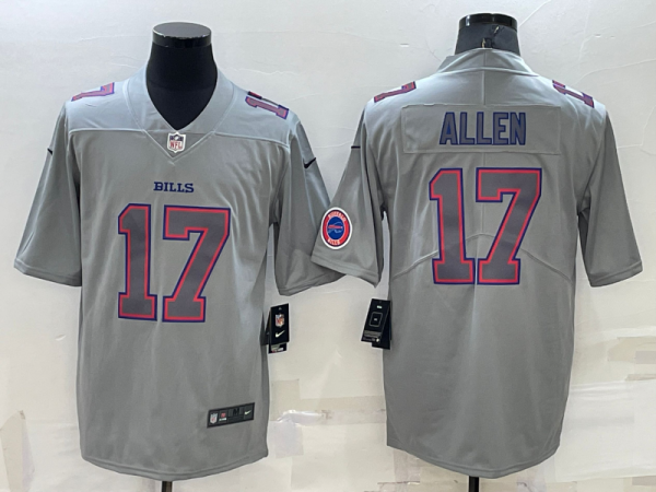 Men's Buffalo Bills #17 Josh Allen Grey Atmosphere Fashion Limited Jersey