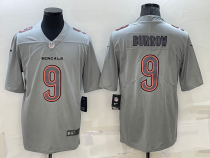Men's Cincinnati Bengals #9 Joe Burrow Grey Atmosphere With Patch Fashion Limited Jersey