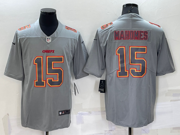 Men's Kansas City Chiefs #15 Patrick Mahomes Grey Atmosphere Fashion Limited Jersey