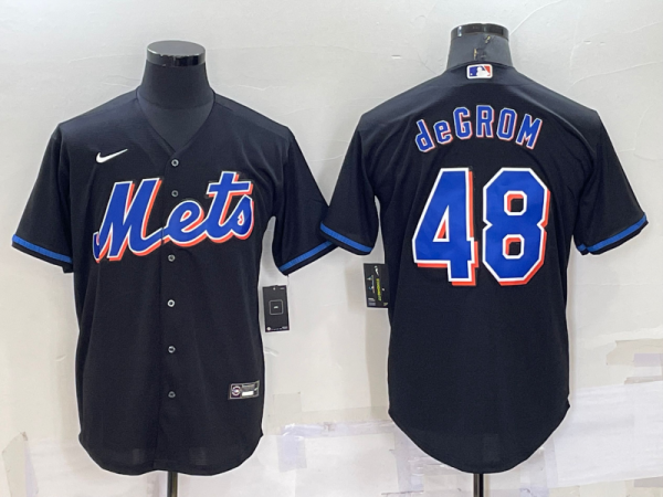 MLB New York Mets #48 Jacob deGrom Black Game Nike Jersey