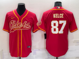 Men's Kansas City Chiefs #87 Travis Kelce Red Baseball Nike Jersey