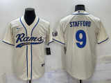 Men's Los Angeles Rams #9 Matthew Stafford Cream Baseball Nike Jersey