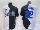 MLB Los Angeles Dodgers #22 Bad Bunny 2022 All-Star White/Black Split Jersey