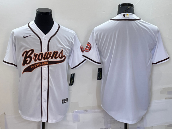 Men's Cleveland Browns Blank White Baseball Nike Jersey