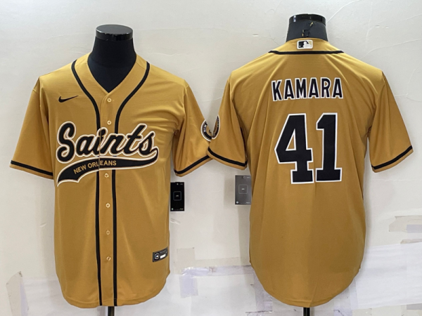 Men's New Orleans Saints #41 Alvin Kamara Gold Blank Baseball Nike Jersey