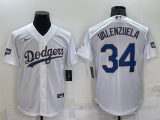 MLB Los Angeles Dodgers #34 Toro Valenzuela White Gold Championship Game Jersey