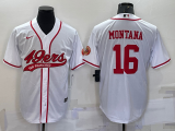 Men's San Francisco 49ers #16 Joe Montana White Baseball Nike Jersey