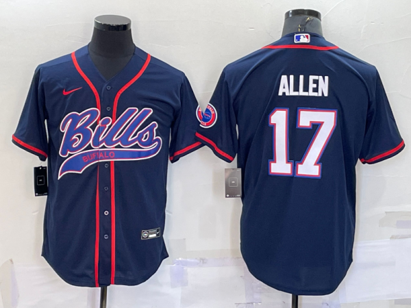 Men's Buffalo Bills #17 Josh Allen Blue Baseball Nike Jersey