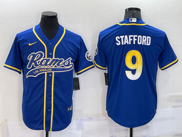 Men's Los Angeles Rams #9 Matthew Stafford  Blue Baseball Nike Jersey