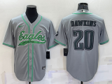 Men's Philadelphia Eagles #20 Brian Dawkins Grey Baseball Nike Jersey