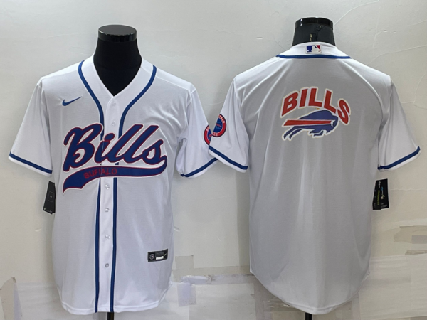 Men's Buffalo Bills Blank White Baseball Nike Jersey