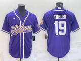 Men's Minnesota Vikings #19 Adam Thielen Purple Baseball Nike Jersey