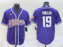 Men's Minnesota Vikings #19 Adam Thielen Purple Baseball Nike Jersey