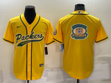 Men's Green Bay Packers Blank Gold Baseball Nike Jersey