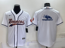 Men's Denver Broncos Blank White Baseball Nike Jersey